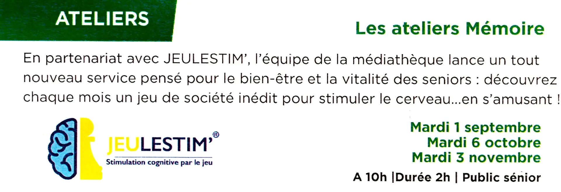 Le rendez-vous jeux & mémoire