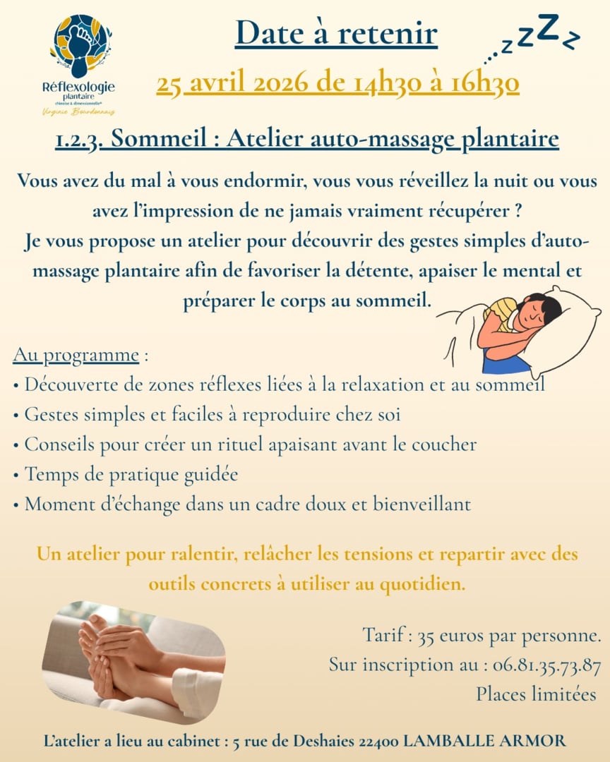 Sommeil : atelier auto-massage plantaire à Lamballe