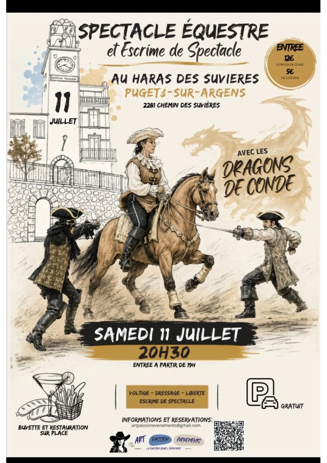 Spectacle équestre et escrime de spectacle au Haras des Suvières