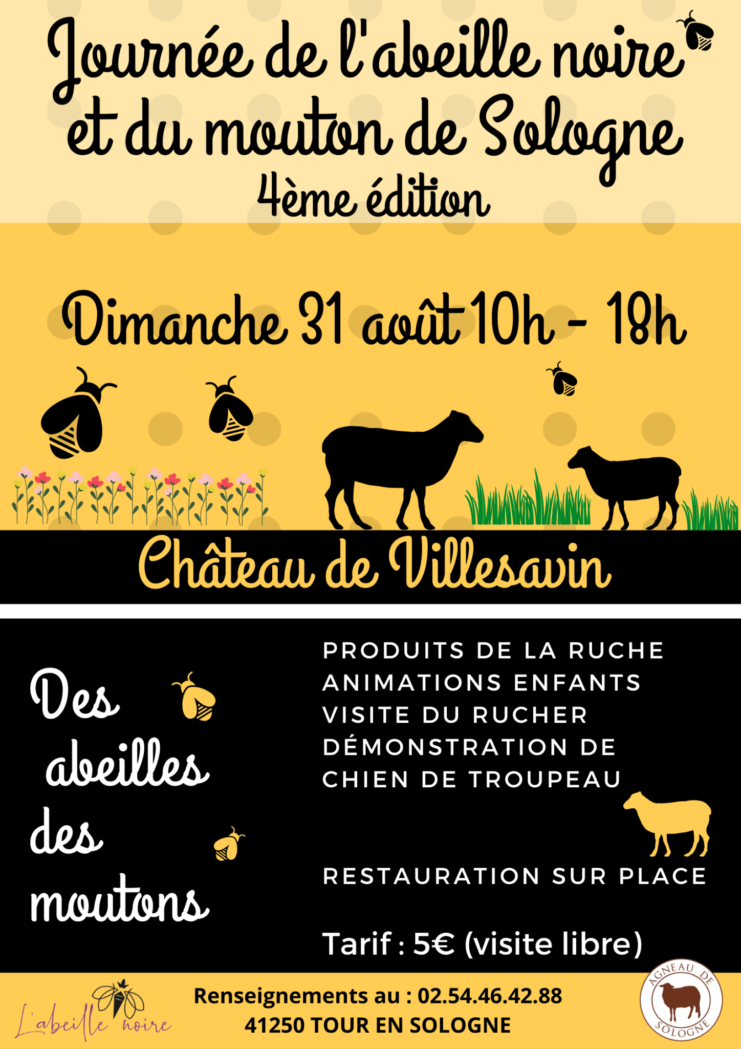 Villesavin grandeur nature. Abeilles, brebis et nature