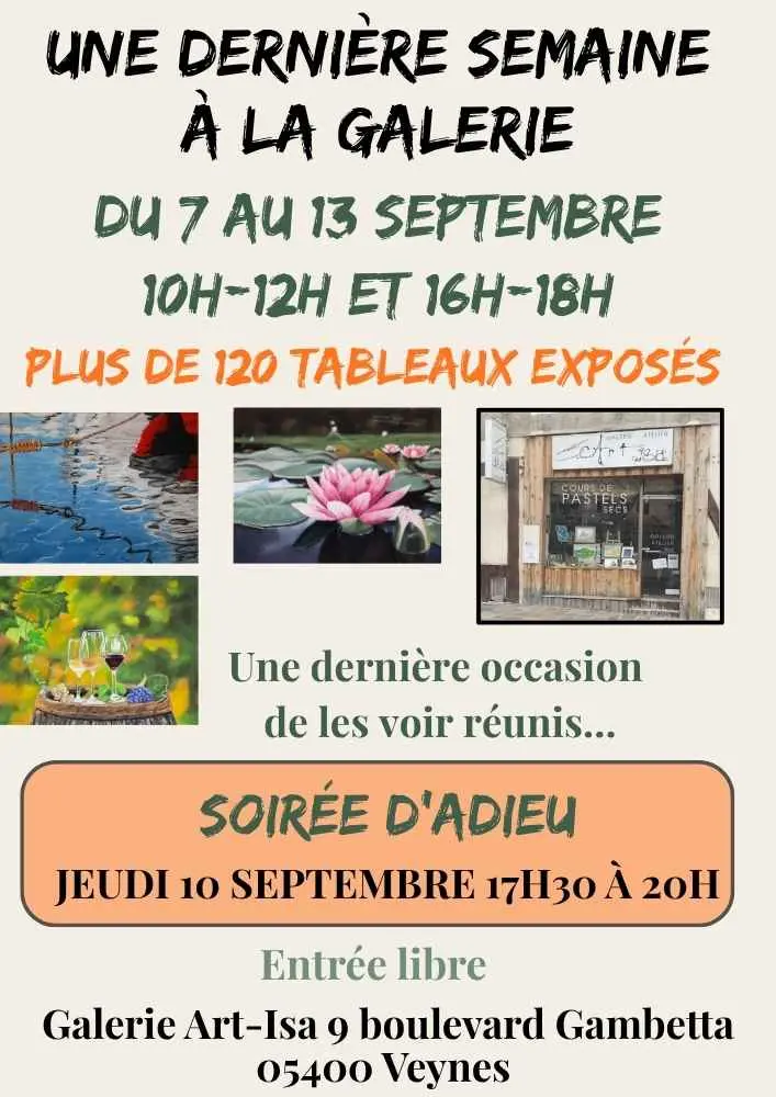 Dernière semaine à la Galerie Art-Isa – Plus de 120 tableaux exposés