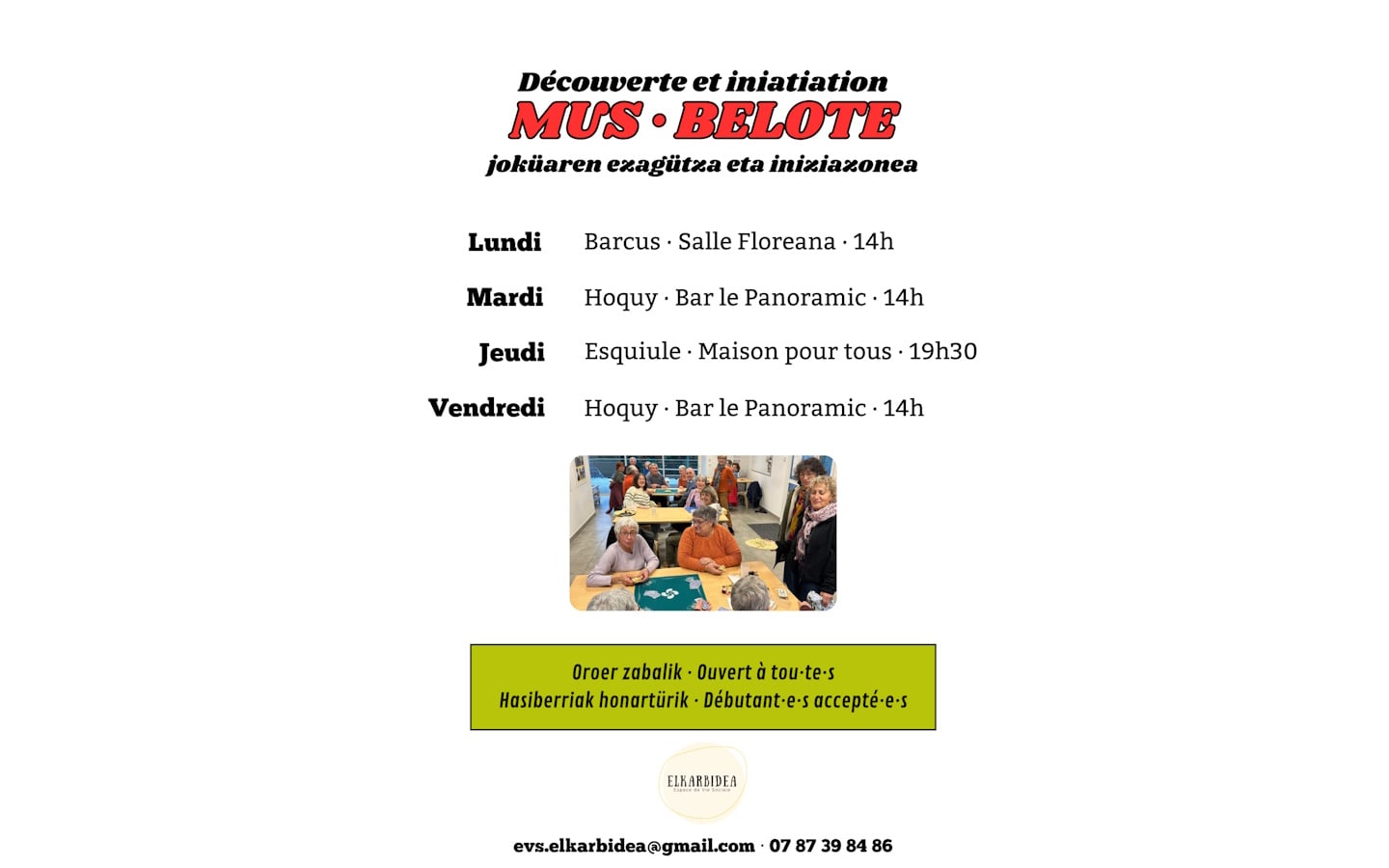 Découverte et initiation au mus et à la belote