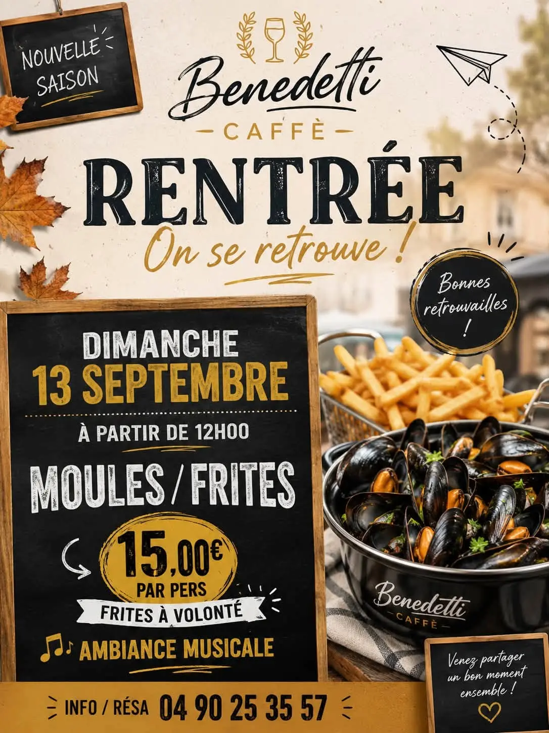 Dimanche Moules Frites au Benedetti Caffé