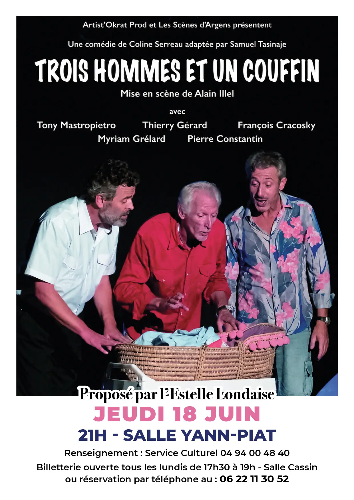 Théâtre : "Trois hommes et un couffin" proposée par l'Estelle Londaise
