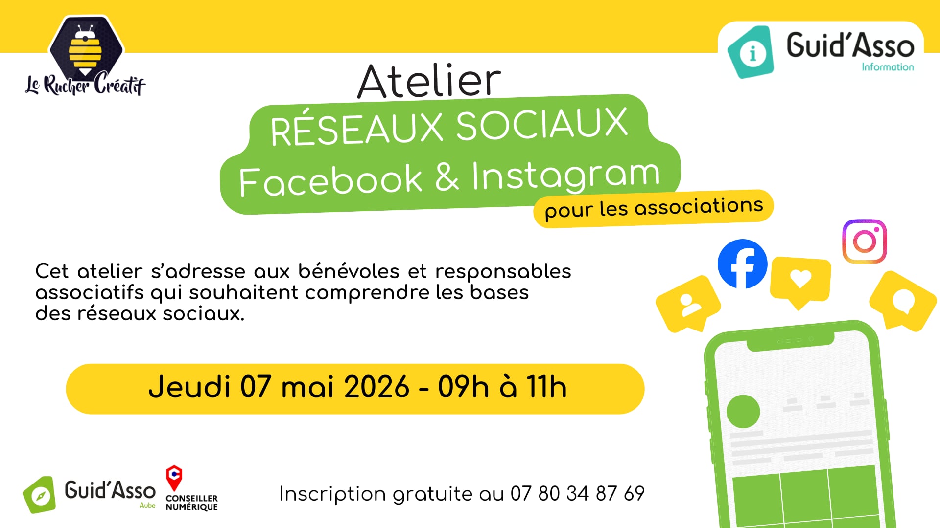 Guid'Asso : Atelier "Gérer ses réseaux sociaux, Facebook &amp; Instagram"