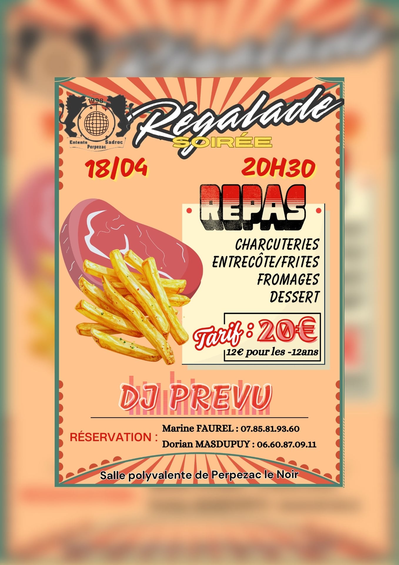 Repas Entrecôte / frites