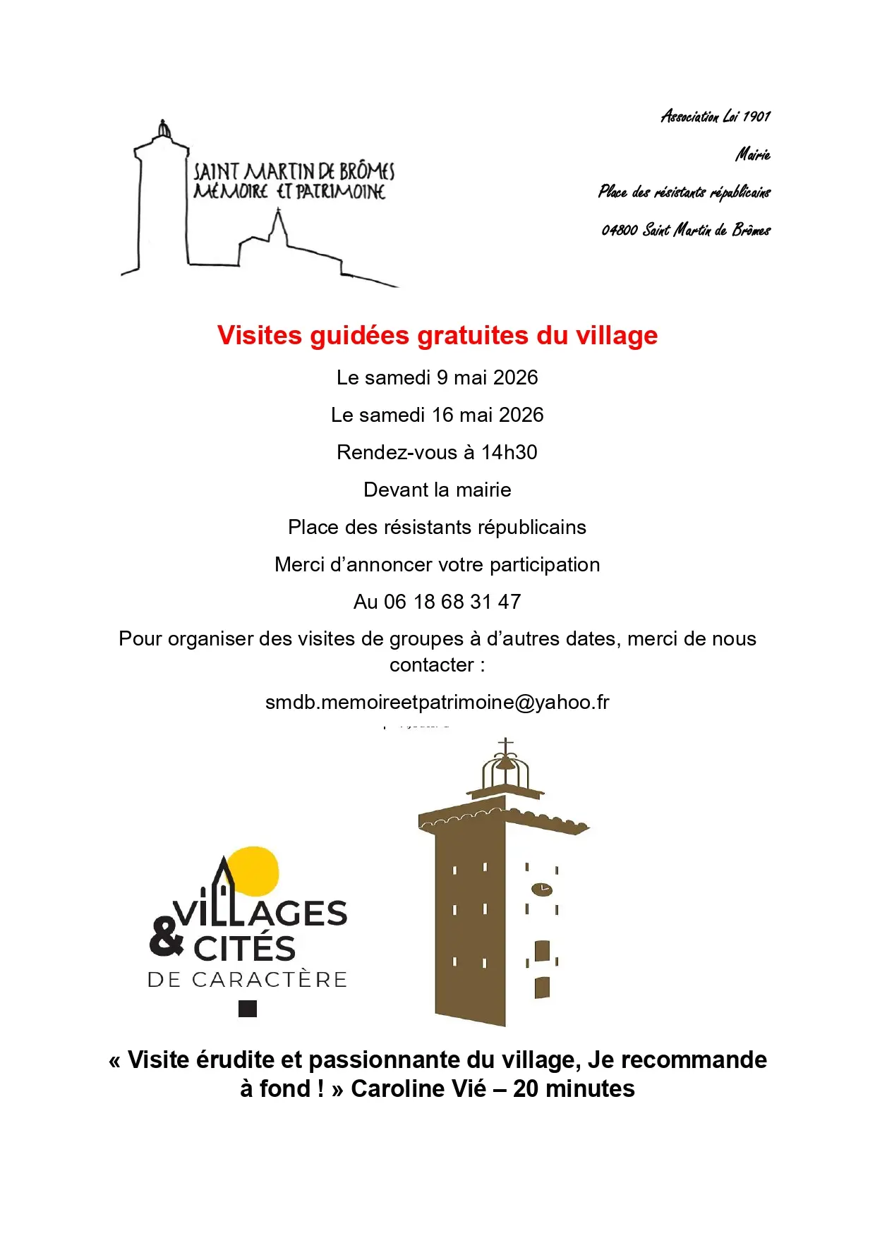 Visites guidées gratuites de Saint-Martin-de-Brômes