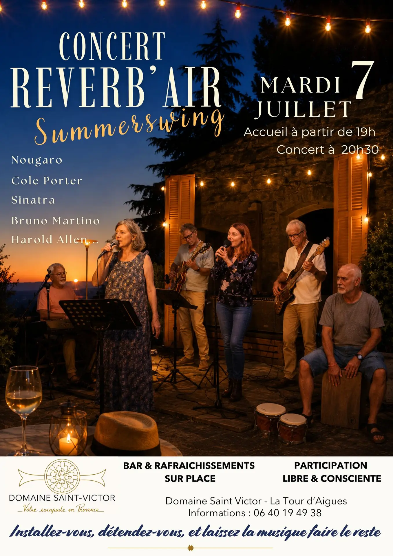 Concert REVERB'AIR Summerswing au Domaine Saint Victor à La Tour d'Aigues