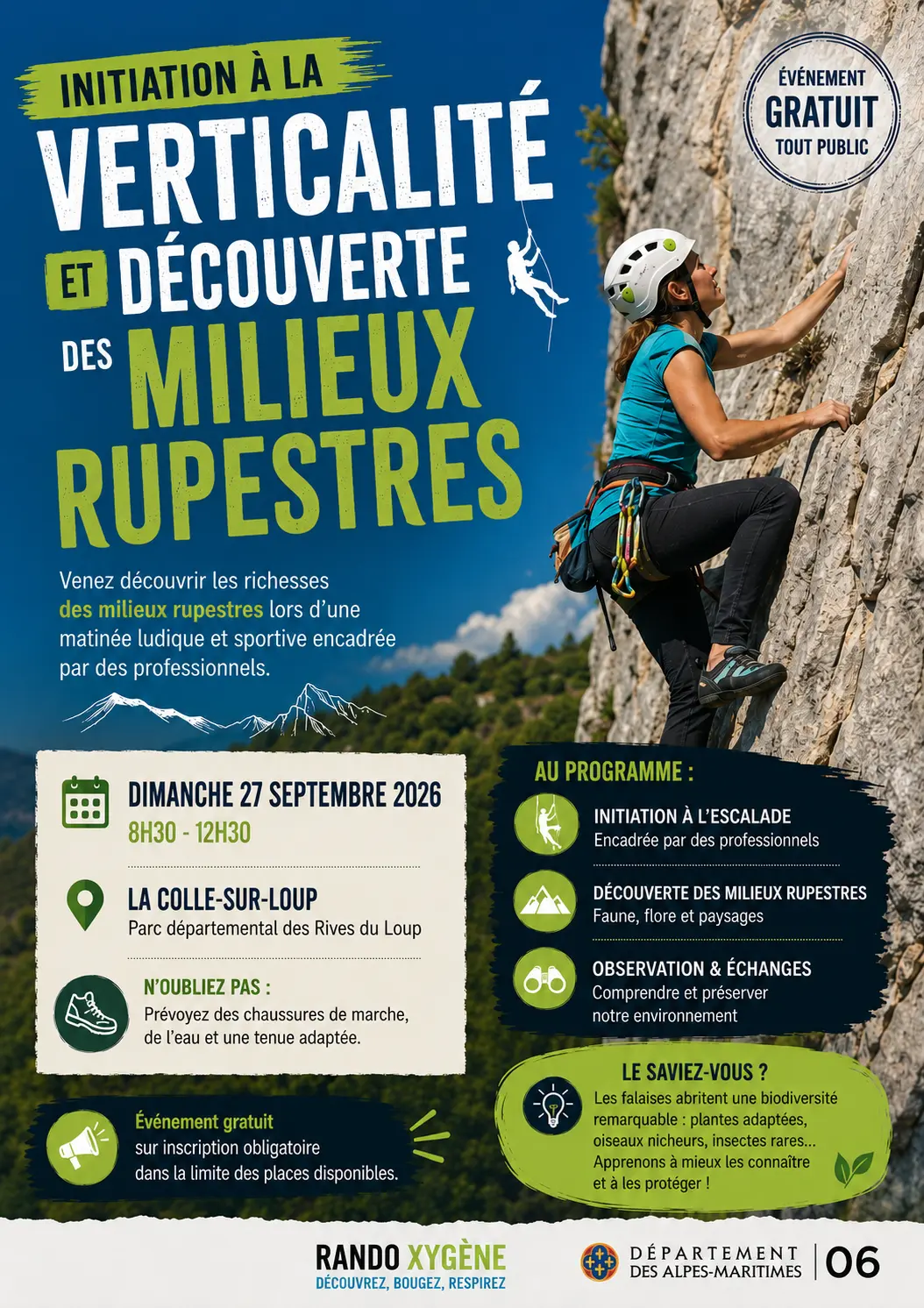 Initiation à la verticalité et découverte des milieux rupestres