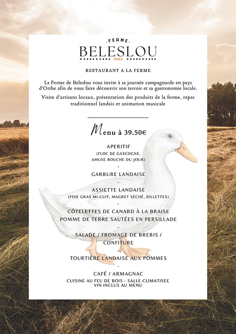 Repas traditionnel landais à la Ferme de Beleslou