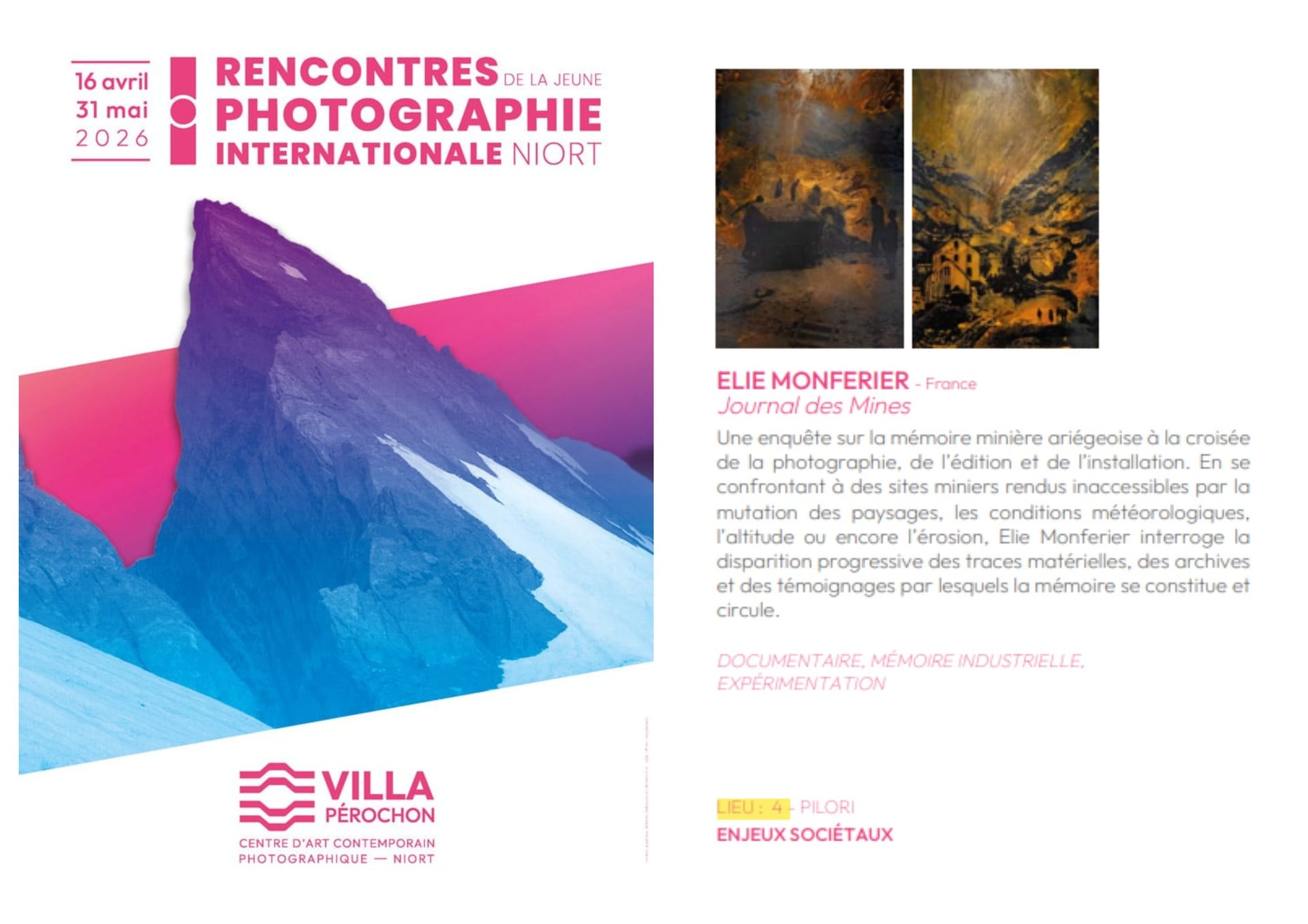 Rencontres de la jeune photographie internationale "Journal des Mines" à Niort