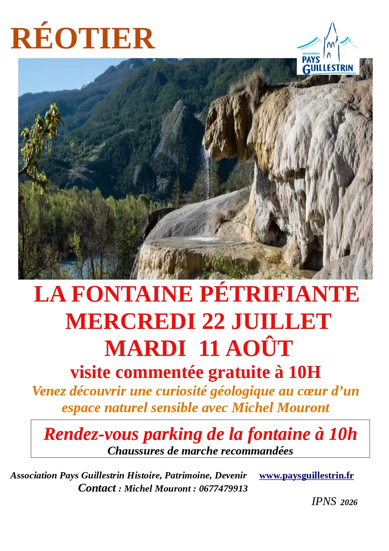 Visites du Pays Guillestrin : "Fontaine pétrifiante de Réotier"