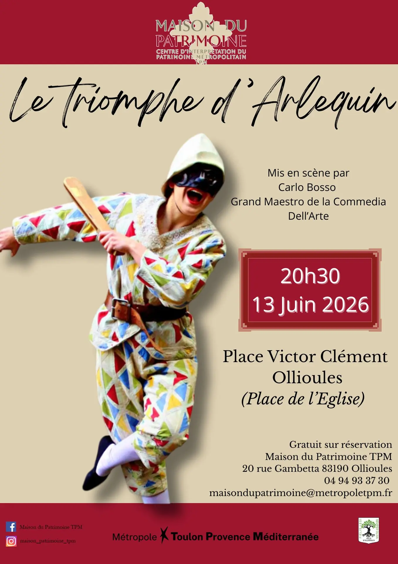 Théâtre d'Art  "Le triomphe d'Arlequin" de Carlo Boso par la Compagnie Amata