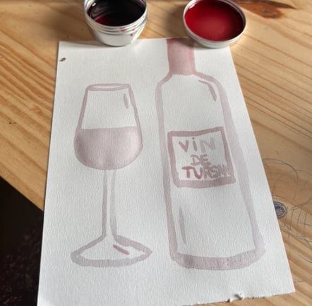 Atelier aquarelle au vin et dégustation