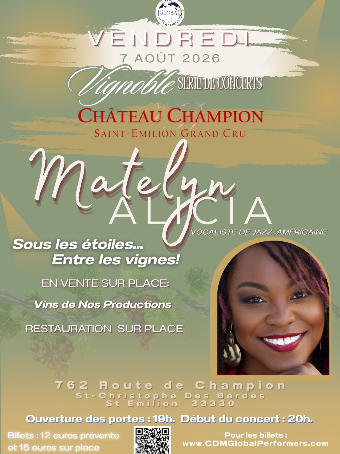 ✨🎶Une soirée d’exception au cœur des vignes au Château Champion ! ✨🎶 à Saint-Christophe-des-Bardes