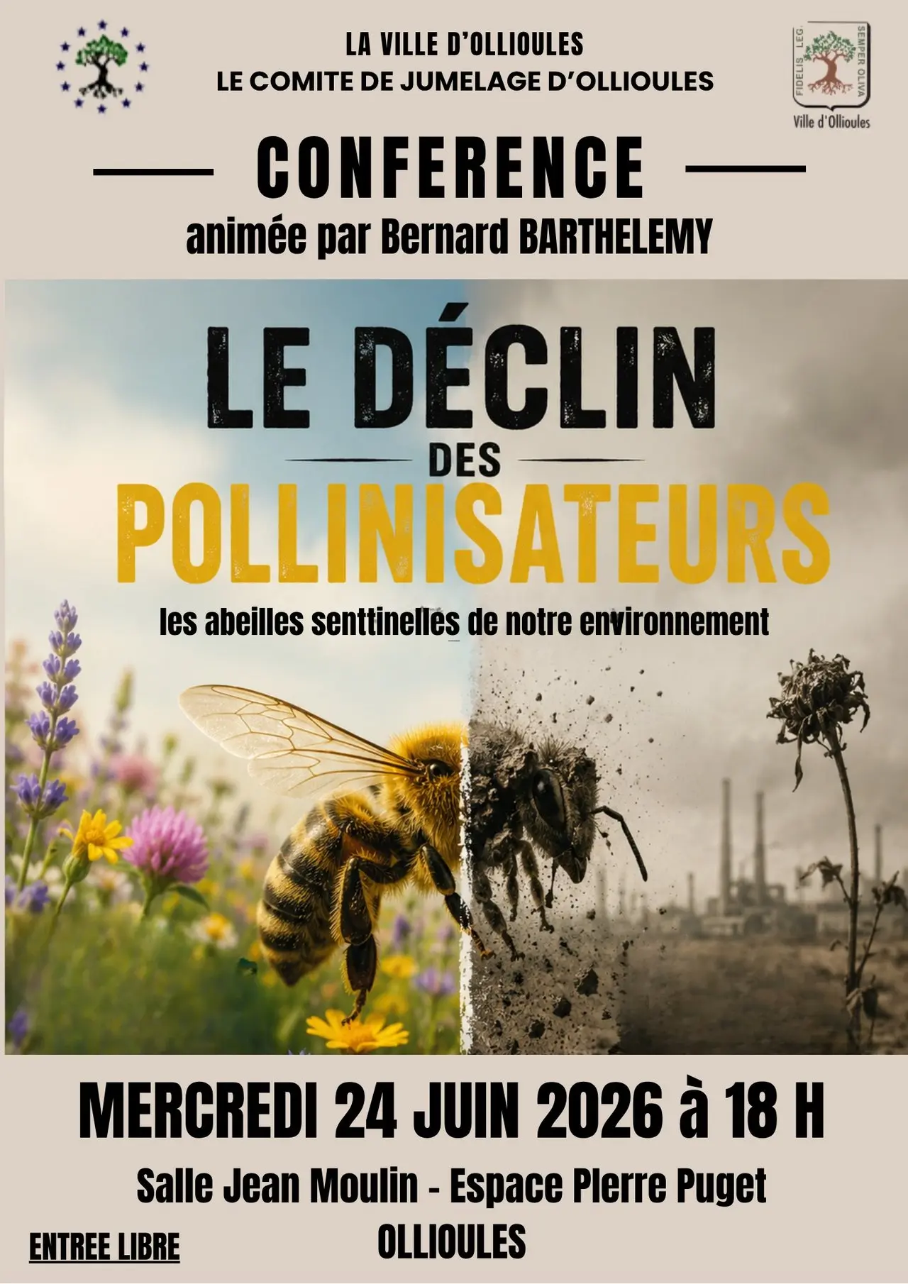 Conférence :  « Le déclin des pollinisateurs : les abeilles, sentinelles de notre environnement »