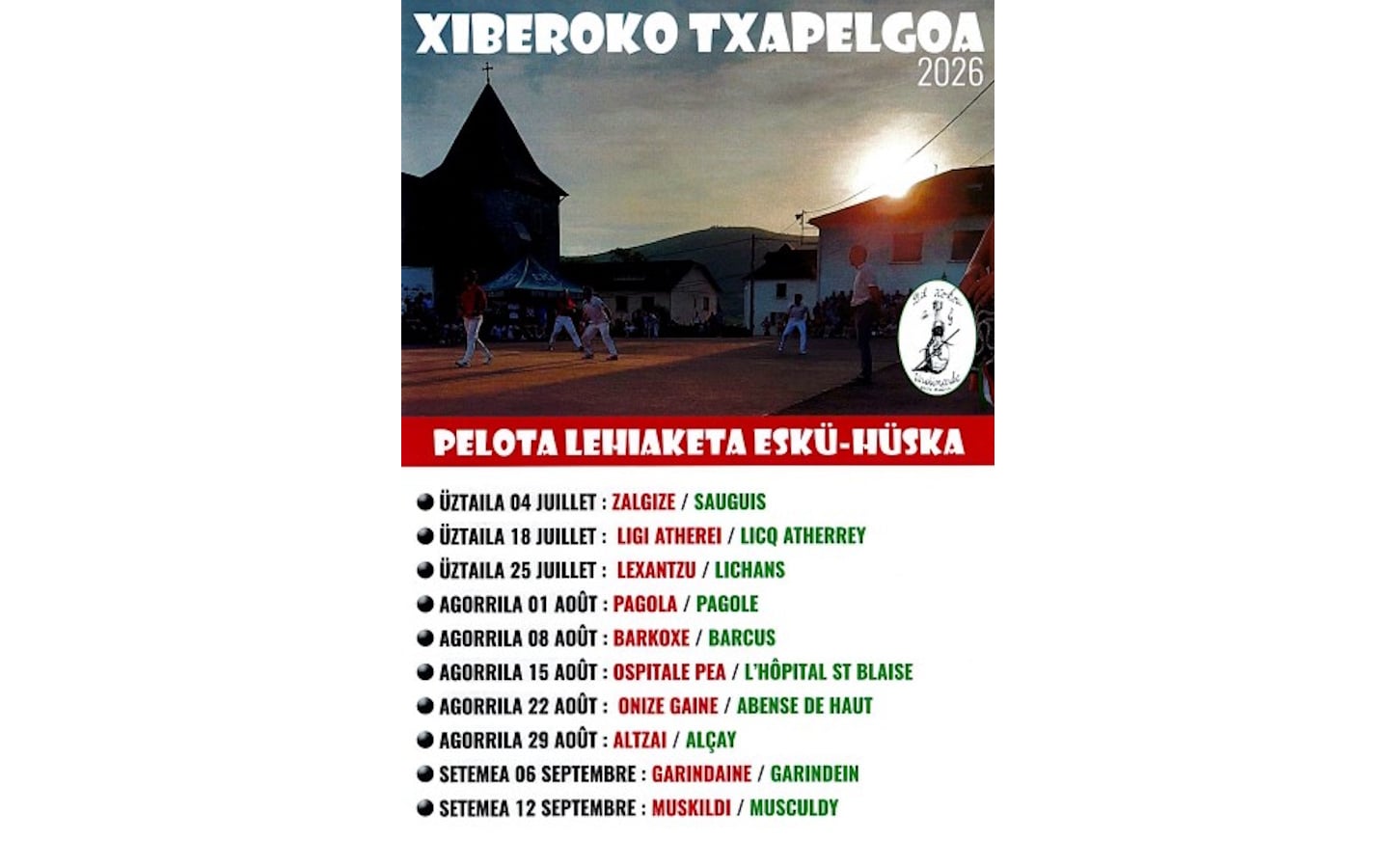 Xiberoko txapelgoa : parties de pelote à main nue