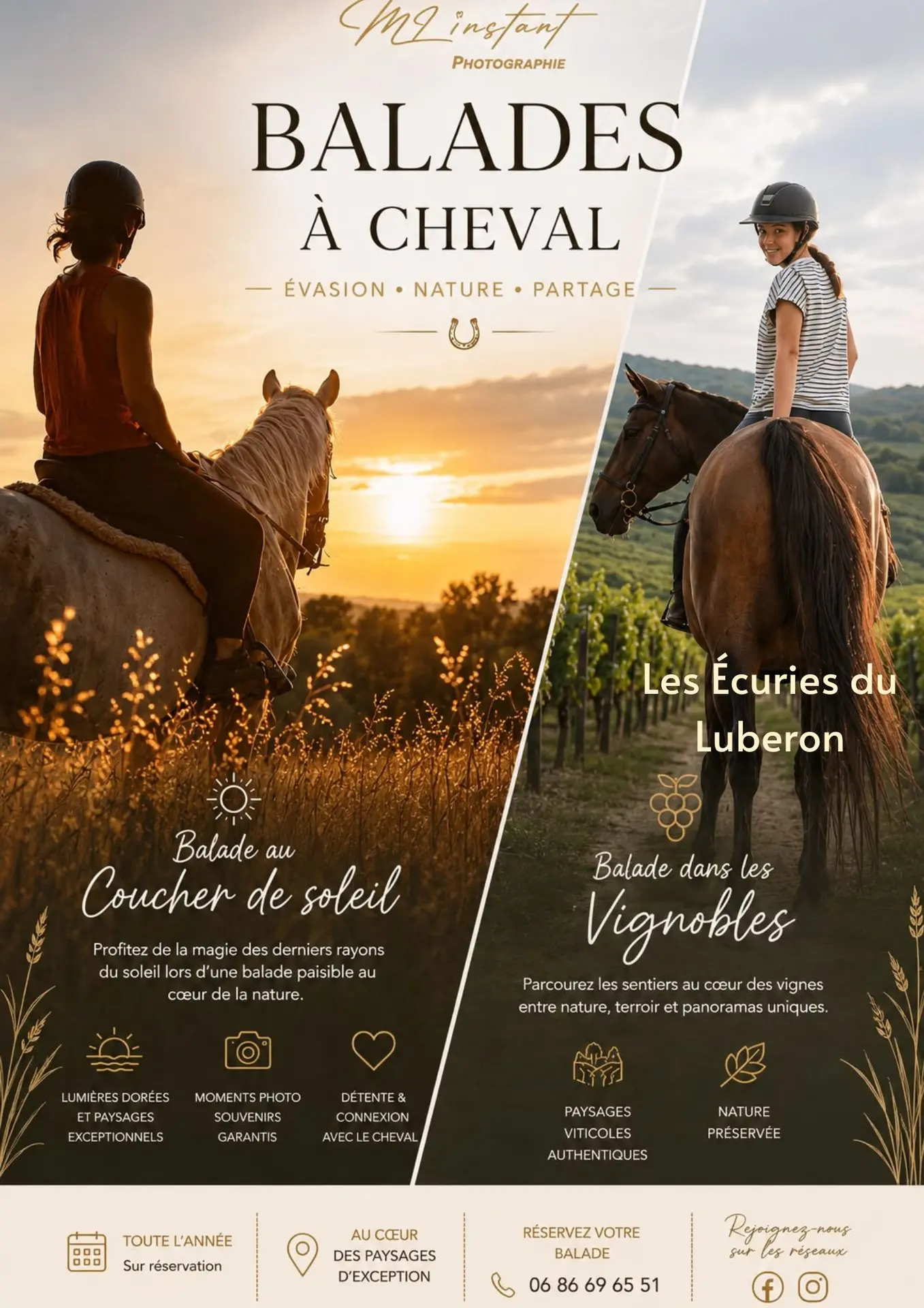 La magie des lumiéres du Luberon à cheval