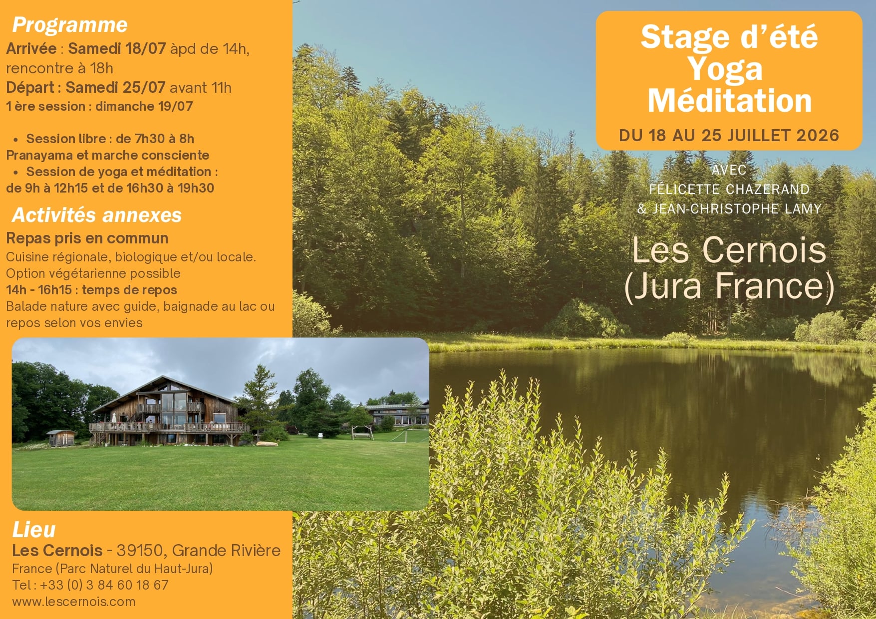 Stage d'été Yoga - Meditation aux Cernois