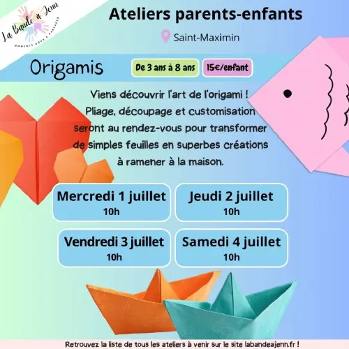 Atelier parent/enfant : Origamis -  (enfants 3 ans à 8 ans)