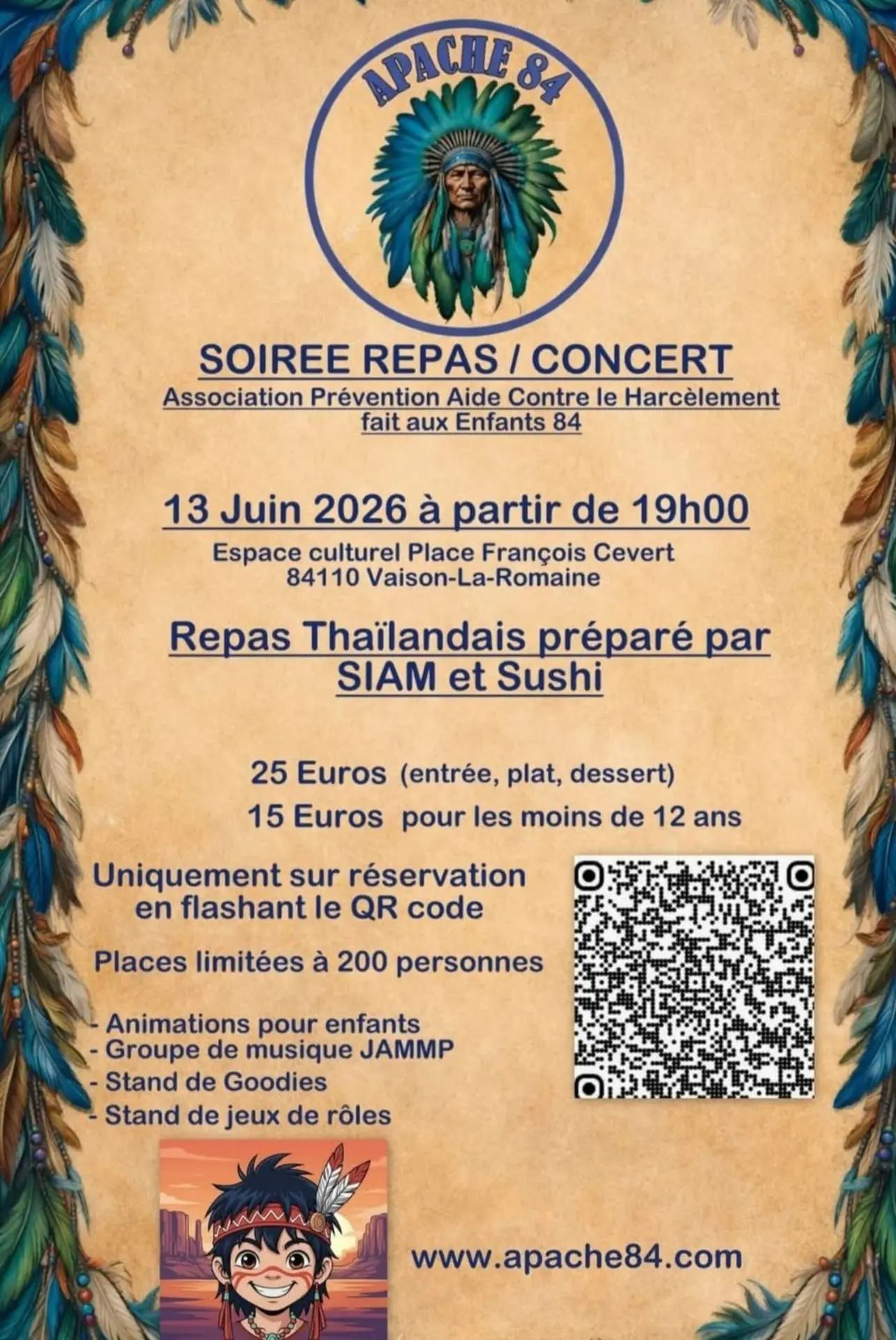 Soirée repas & concert - Association Apache 84