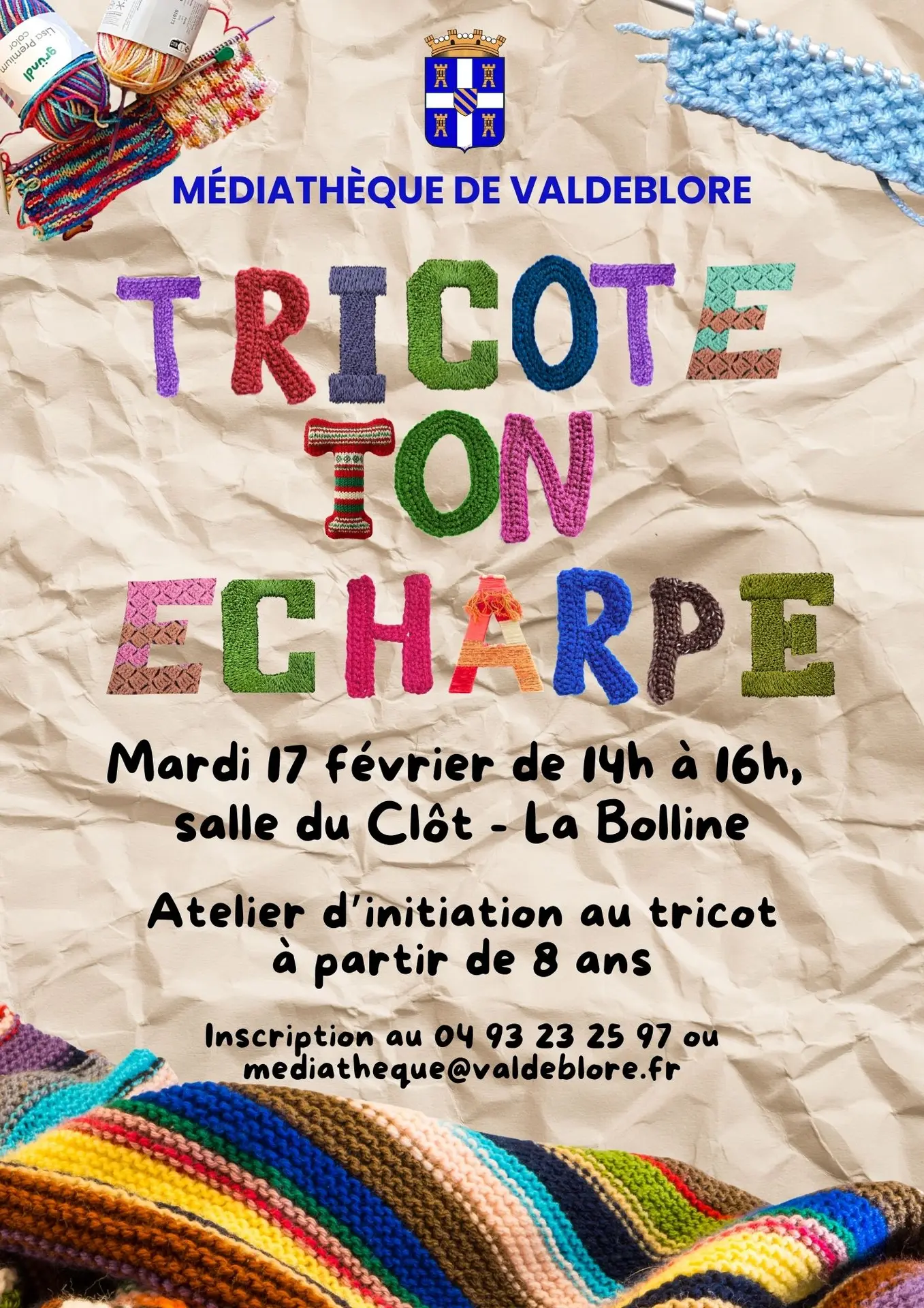 Atelier Tricote ton Écharpe - Médiathèque Valdeblore