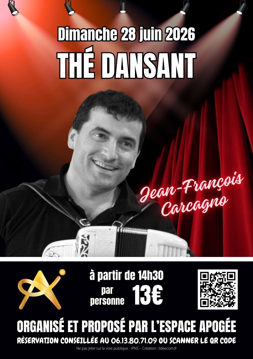 Jean-François Carcagno en live - Grande première à l'Espace Apogée - Thé dansant du dimanche 28  juin 2026