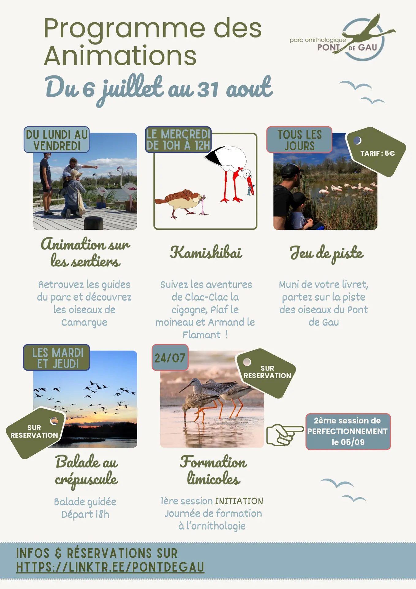 Parc Ornithologique – Programme des animations d'été
