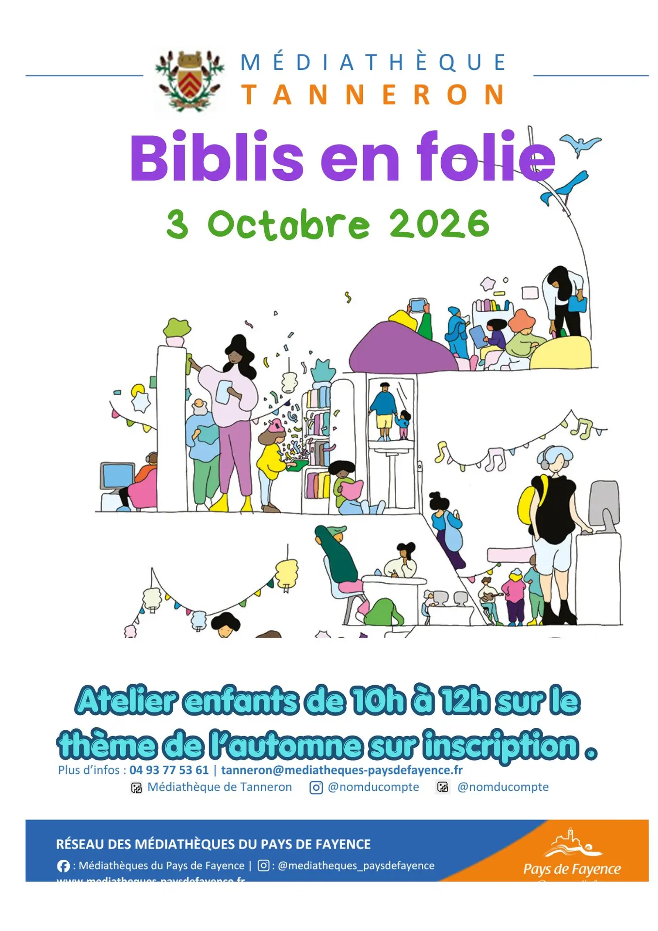 Atelier Les Biblis en folie à la médiathèque de Tanneron