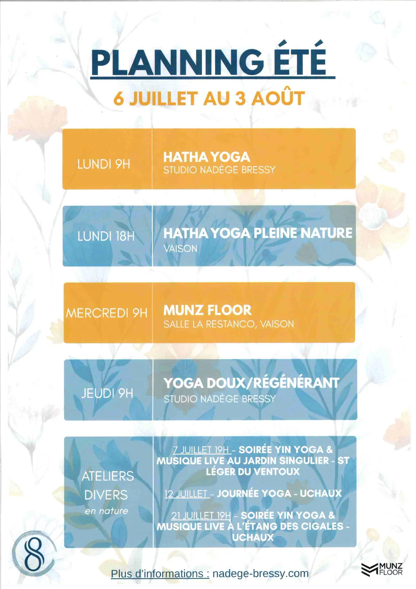 Planning de l’été – Nadège Bressy