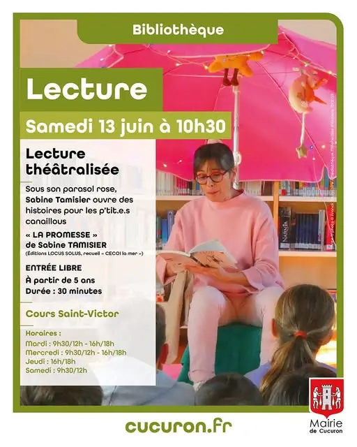 Lecture théâtralisée à la bibliothèque de Cucuron.
