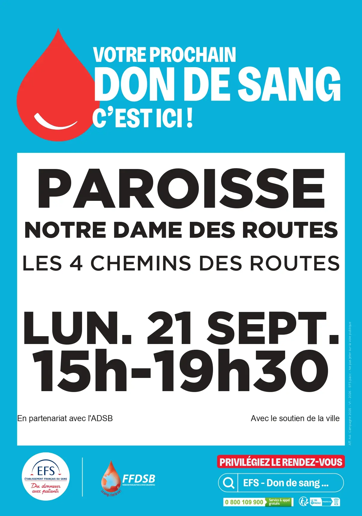 Collecte de sang Paroisse ND des Routes