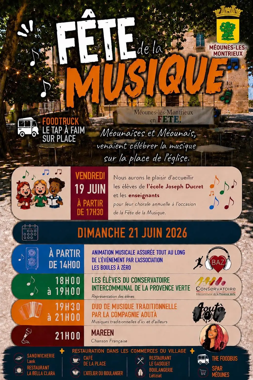 Concerts : Ecole Joseph Ducret, boule à zéro, Mareen, Aouta et élèves du conservatoire Provence Verte | Fête de la musique