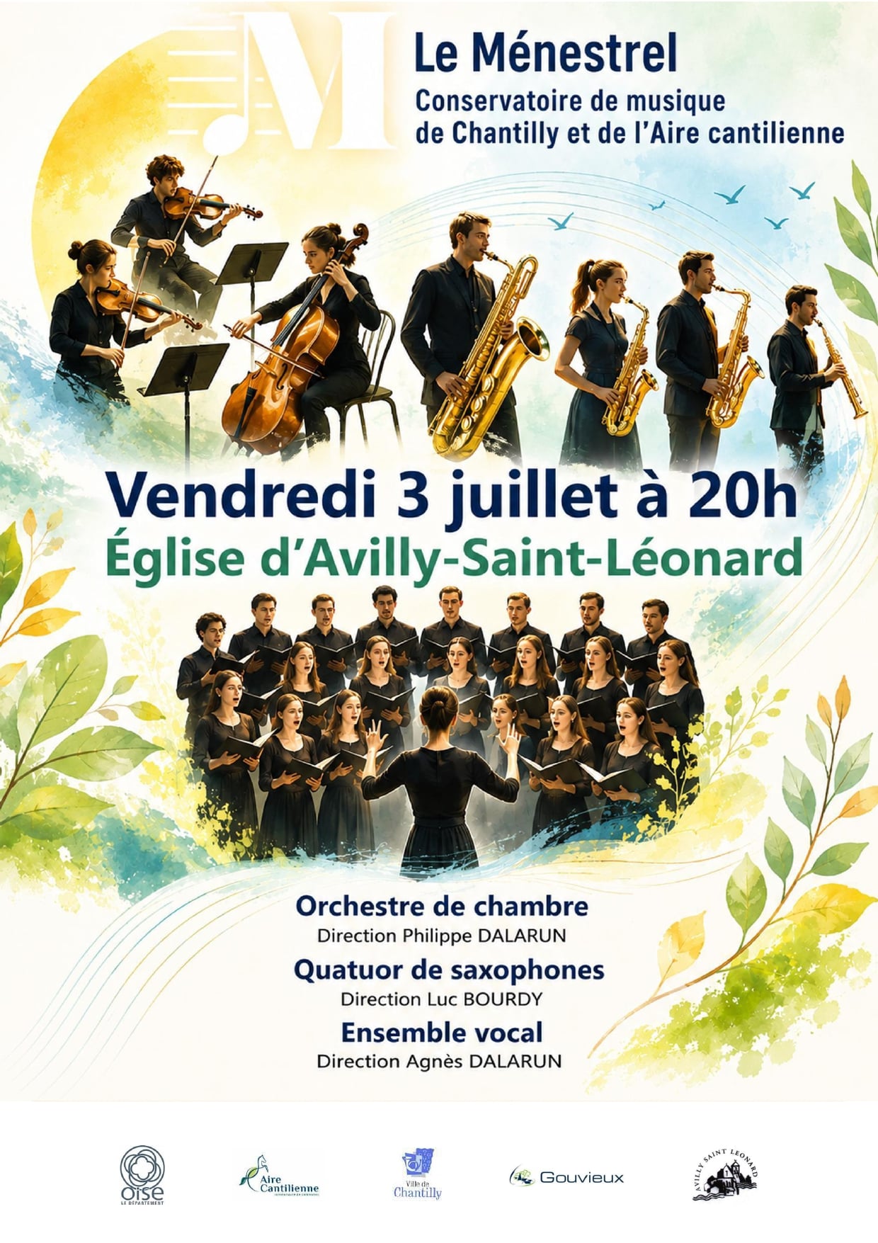 Concert Orchestre de Chambre, Quatuor de saxophones et Ensemble Vocal du Ménestrel à Avilly-Saint-Léonard