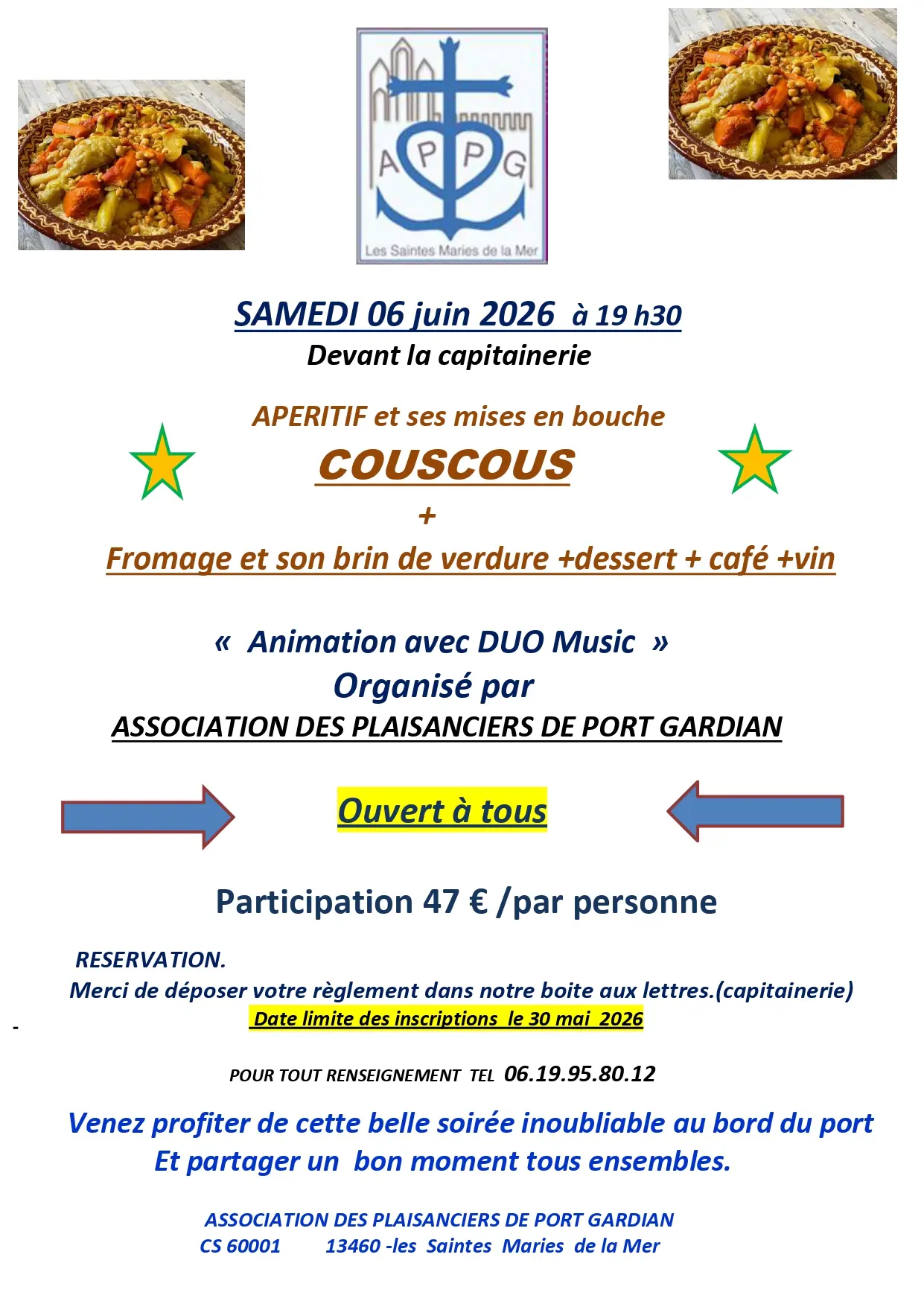 Soirée avec l’association des plaisanciers à Port Gardian