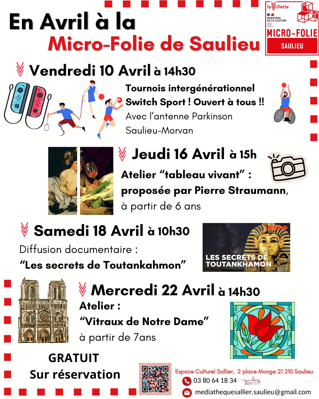 Programme d'événements en Avril à la Micro-Folie de Saulieu