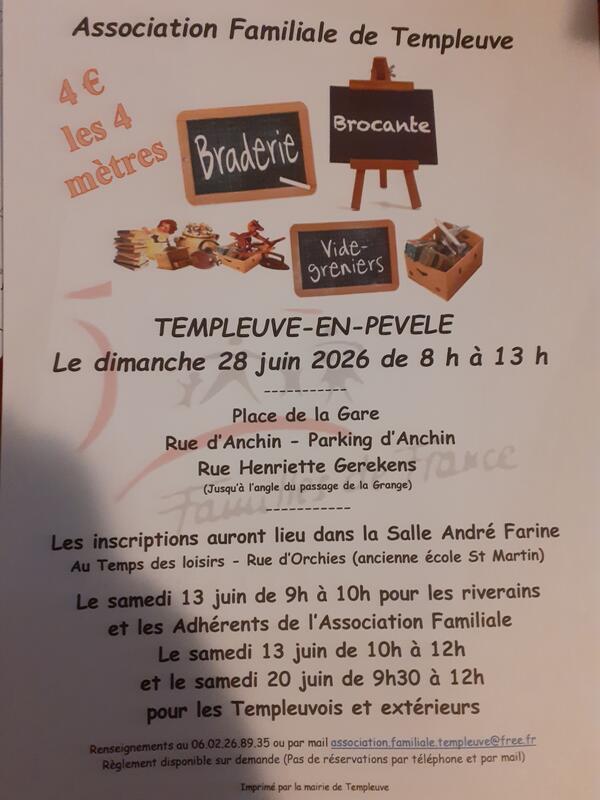 Braderie - brocante - vide-greniers de l'association familiale