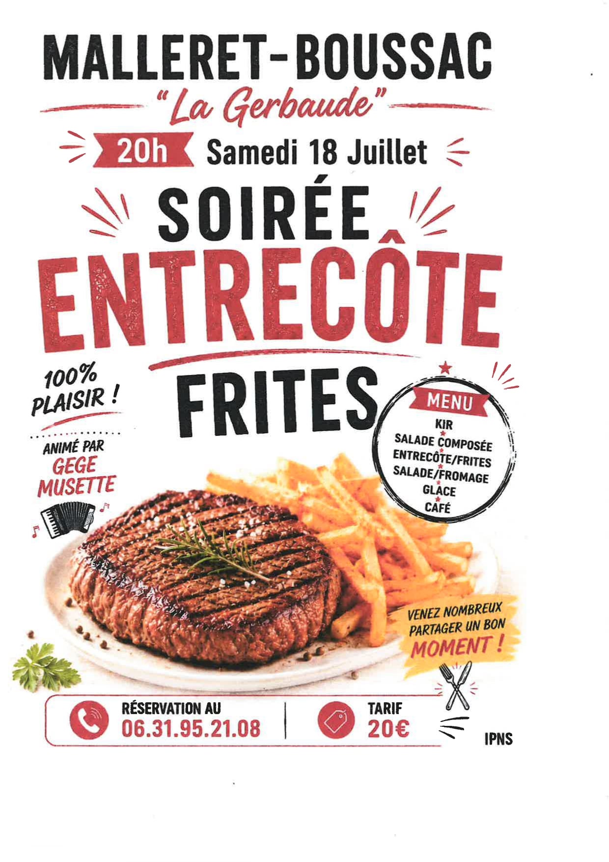 Soirée entrecôte-frites