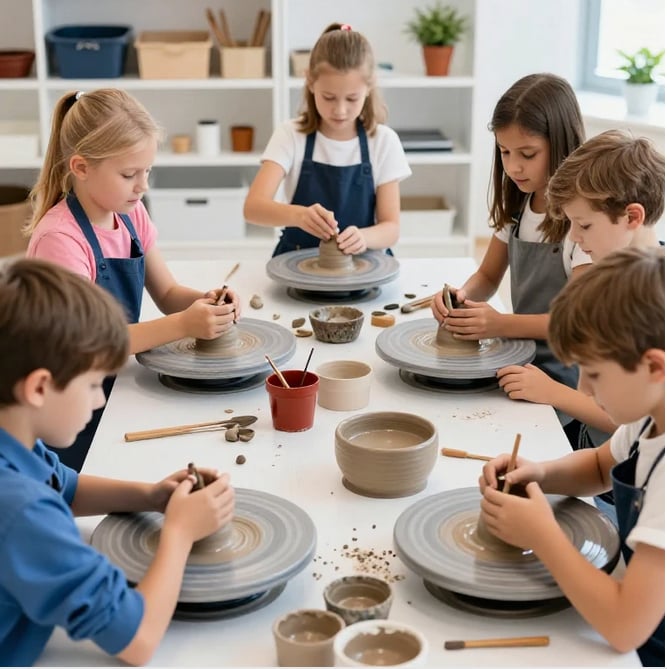 Stage de poterie jeunesse : tour de potier