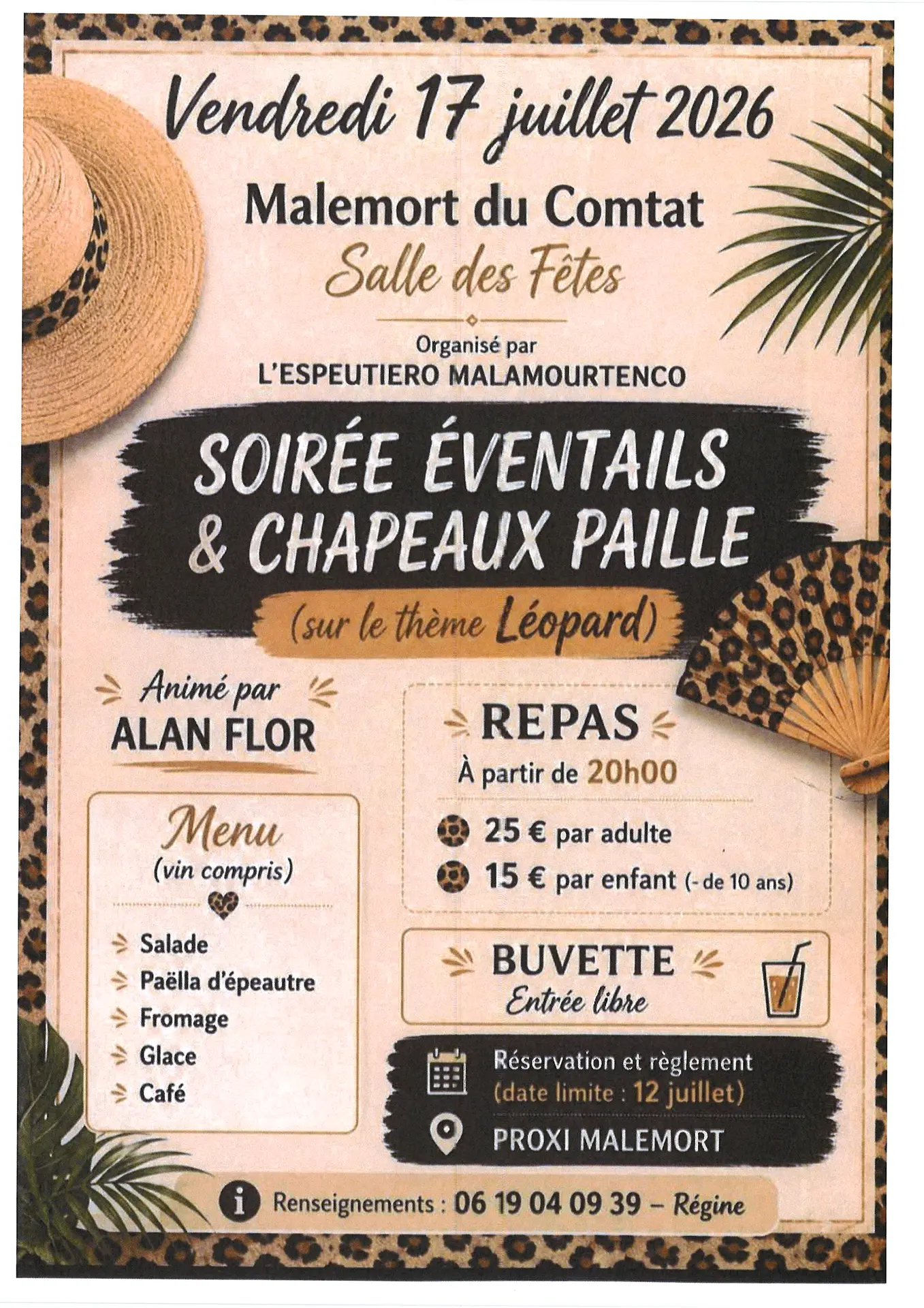 Soirée éventails & Chapeaux paille sur le thème léopard