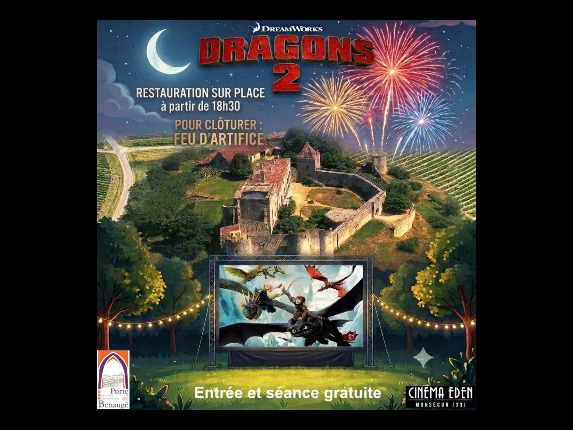 Cinéma plein air au Château de Benauge : Dragons 2