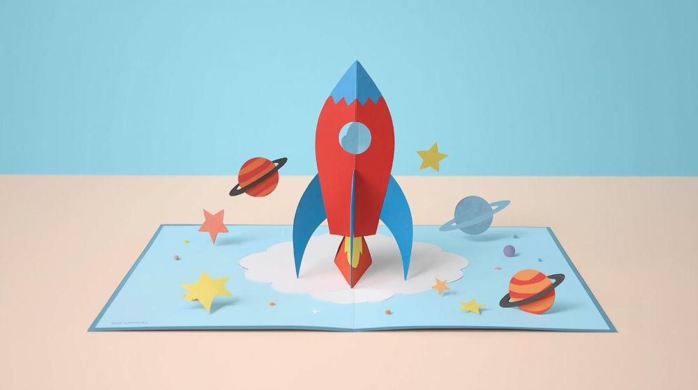 Atelier vacances 3-6 ans "carte fusée pop-up"