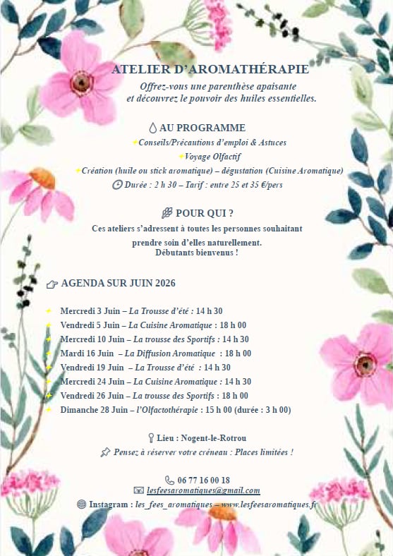 Ateliers d'aromathérapie de juin par Les Fées Aromatiques