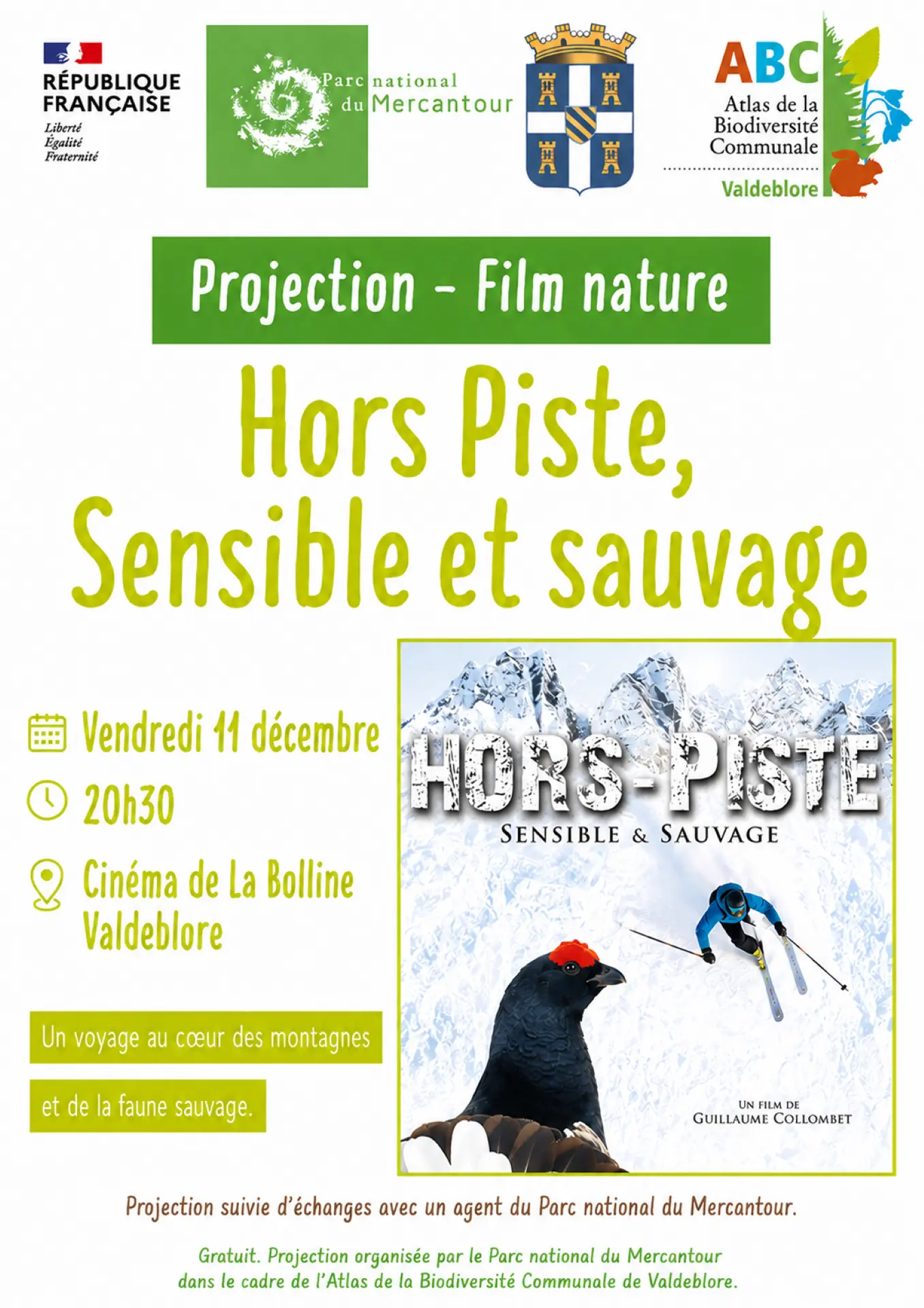 Projection "Hors-piste, Sensible et Sauvage" du Parc National du Mercantour