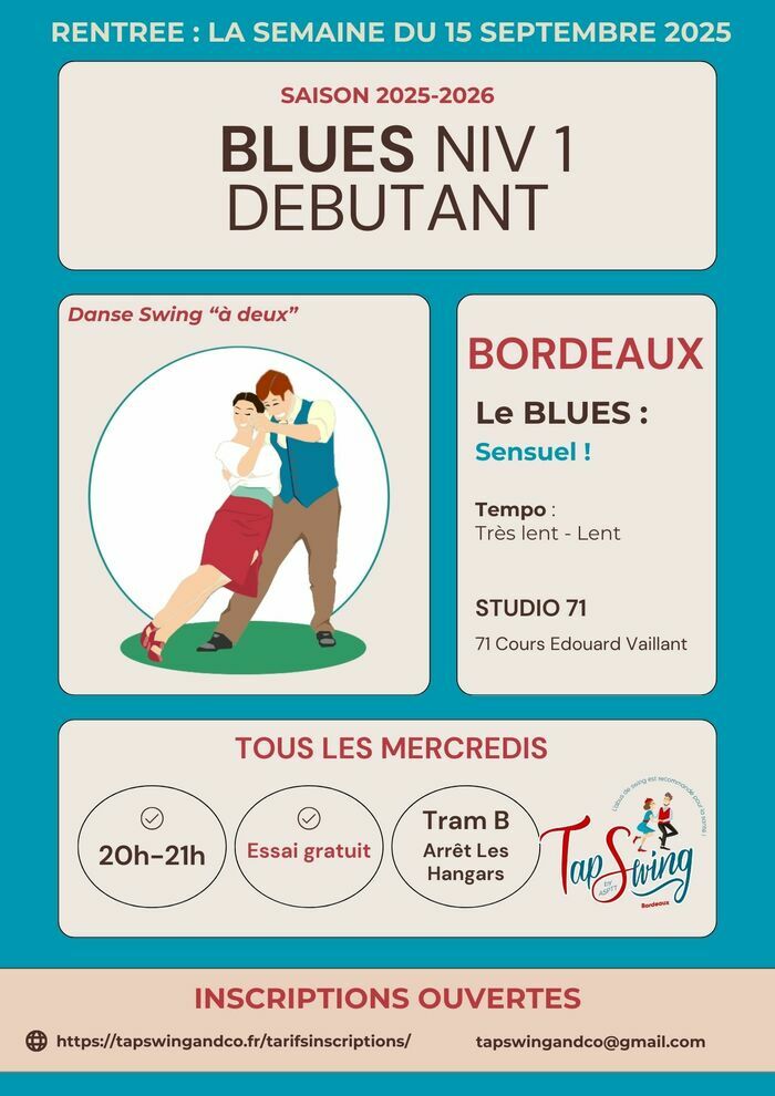 Rentrée des cours de danses swing : BLUES DEBUTANT - Bordeaux