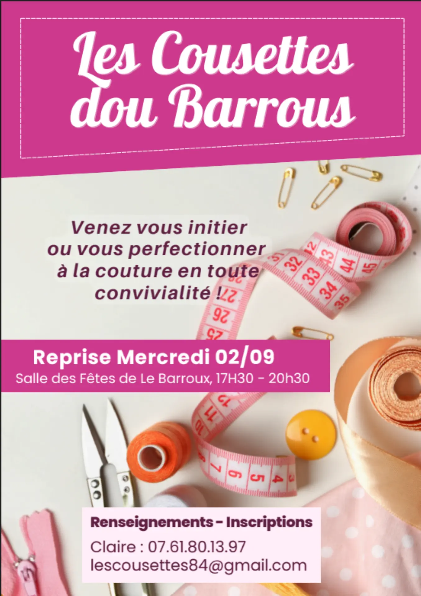 Les Cousettes dou Barrous : Initiation à la couture spécial Reprise