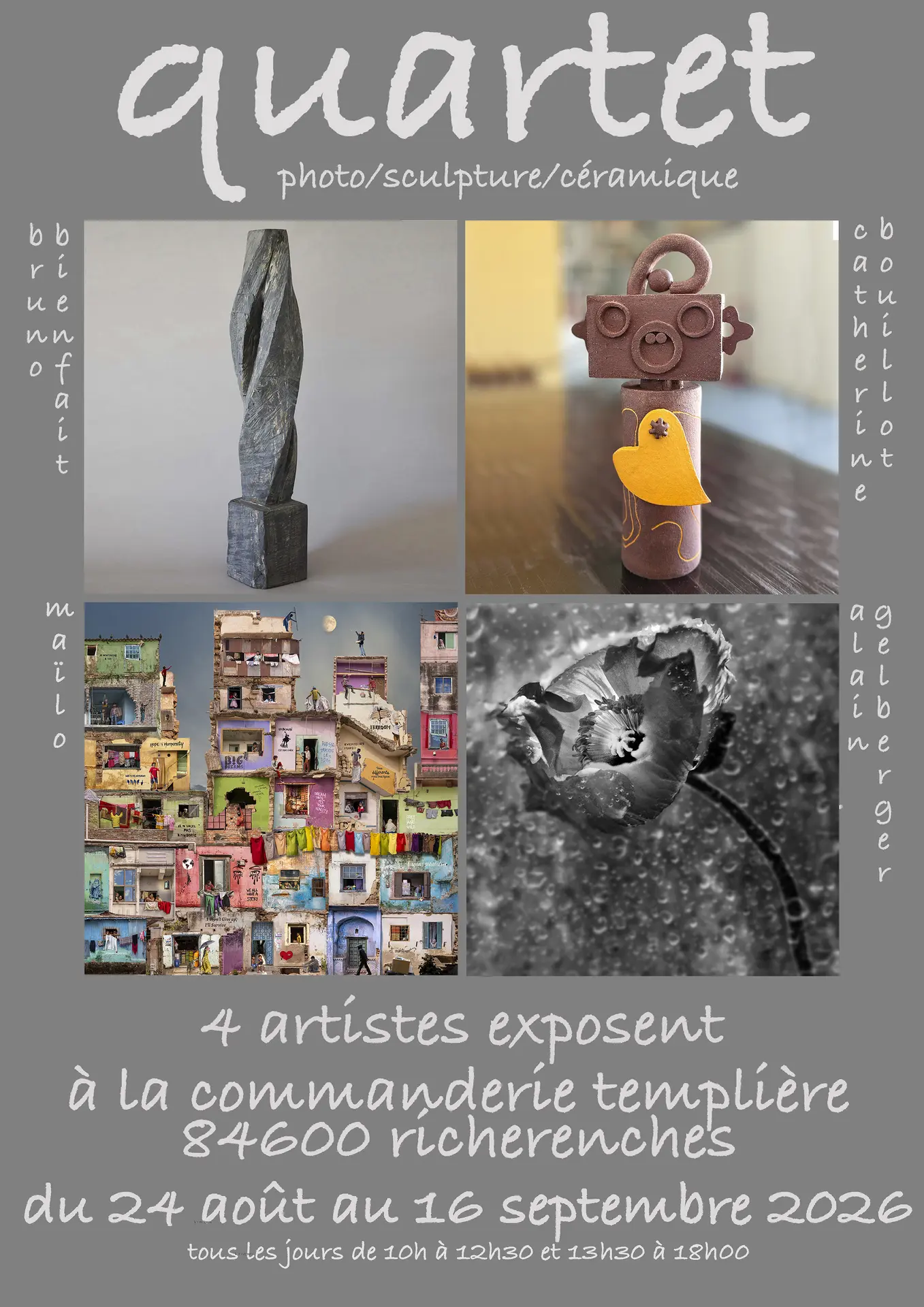 Exposition de photos, sculptures, et céramiques