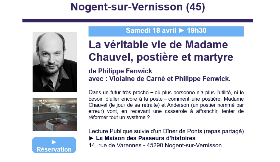 Lecture théâtrale "La véritable vie de Madame Chauvel, postière et martyre"