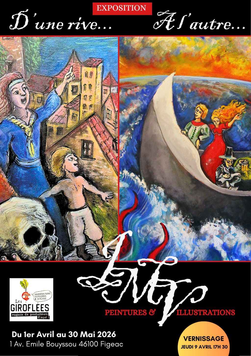 Exposition au magasin Les Giroflées Figeac - "D'une Rive à l'Autre"