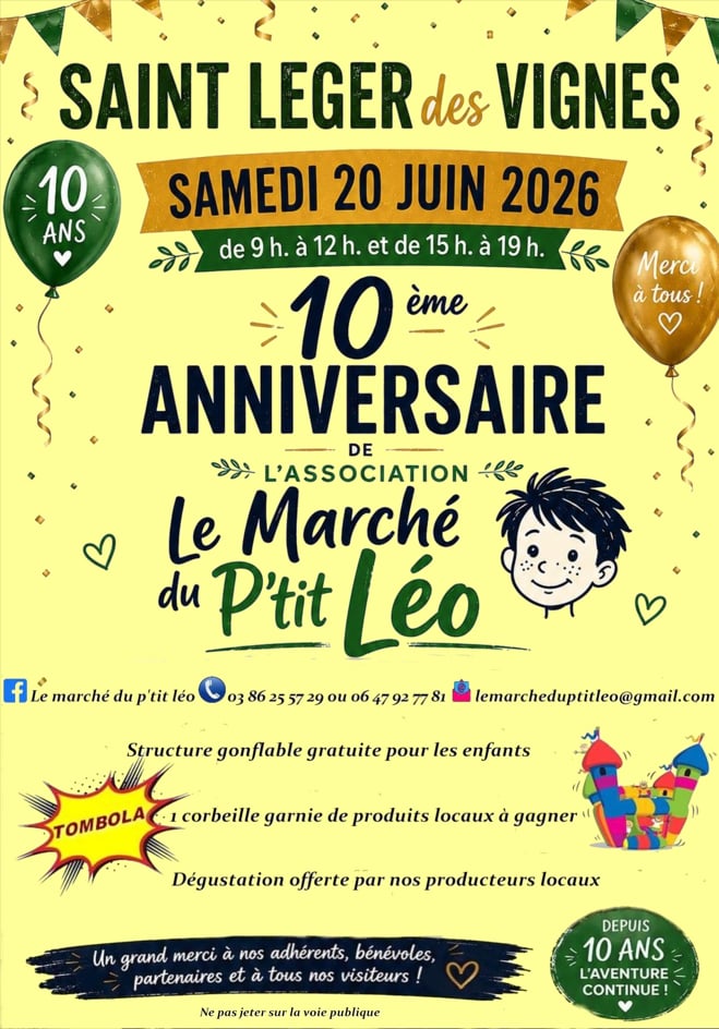 10ème anniversaire de l'association : Le marché du P'tit Léo